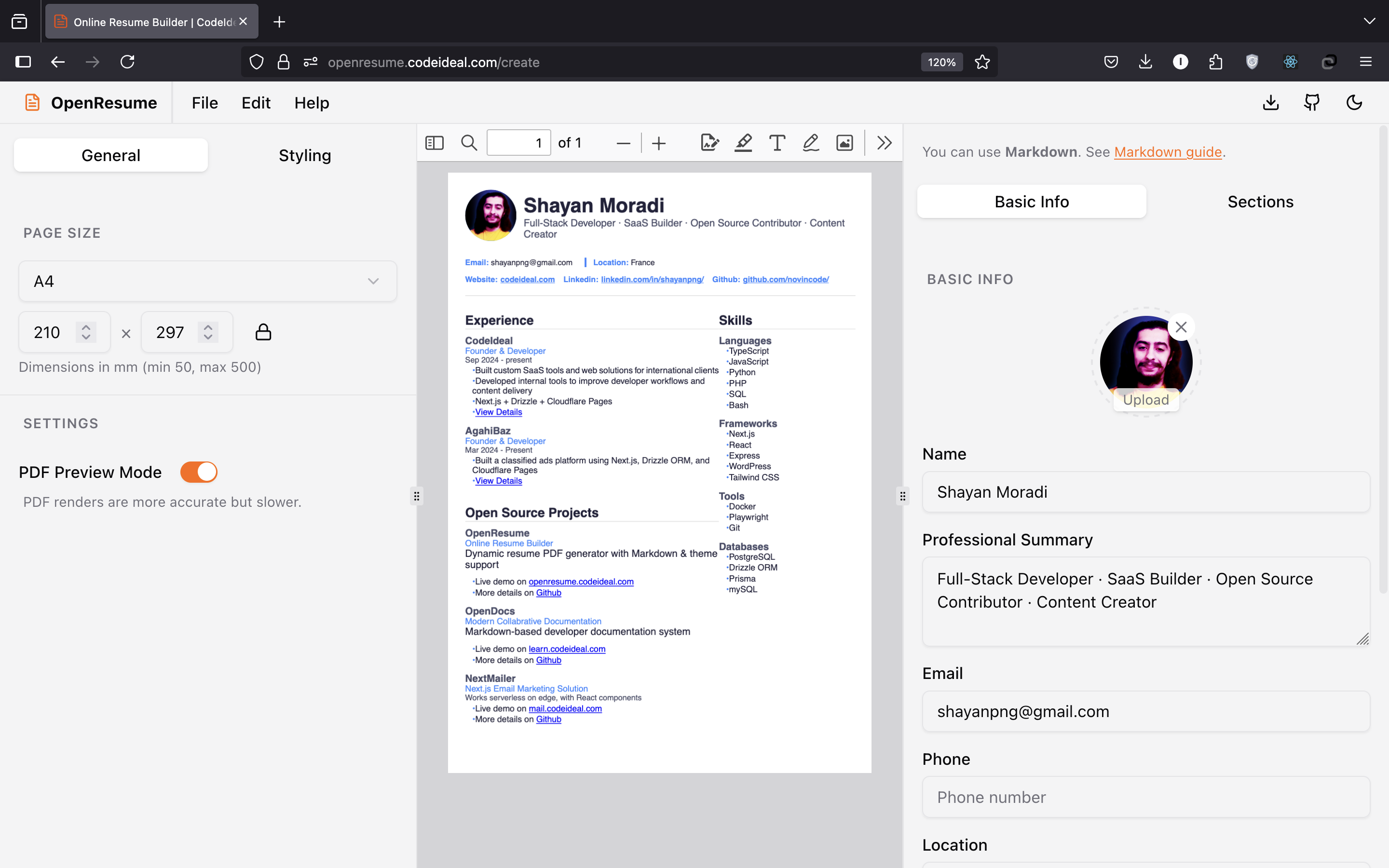 Resume Editor