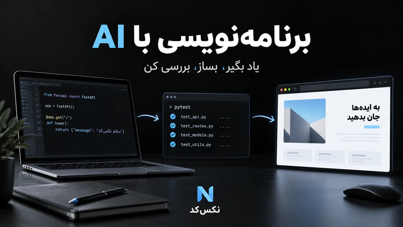 تصویر مفهومی برنامه‌نویسی با AI